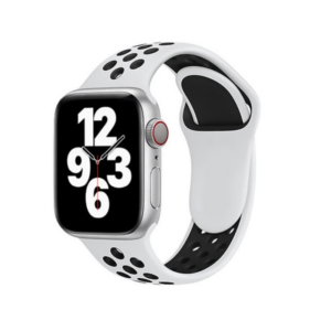 רצועת סיליקון ספורט לשעון חכם אפל בצבע לבן/שחור