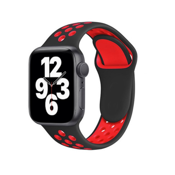 רצועת סיליקון ספורט לשעון חכם אפל בצבע שחור/אדום